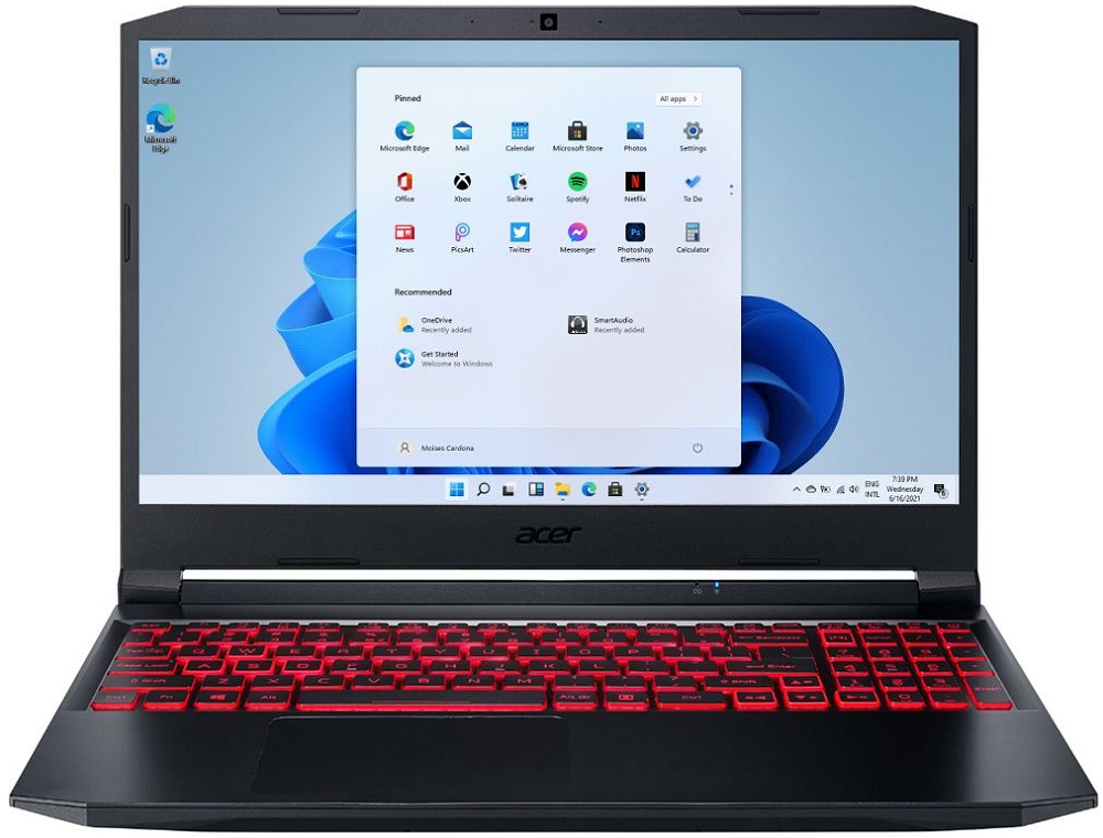 Notebook Gaming Acer Nitro 5 AN515-57-74TT 15.6" Intel Core I7-11800H RTX3050Ti 4/512GB SSD W11 - Shale Black